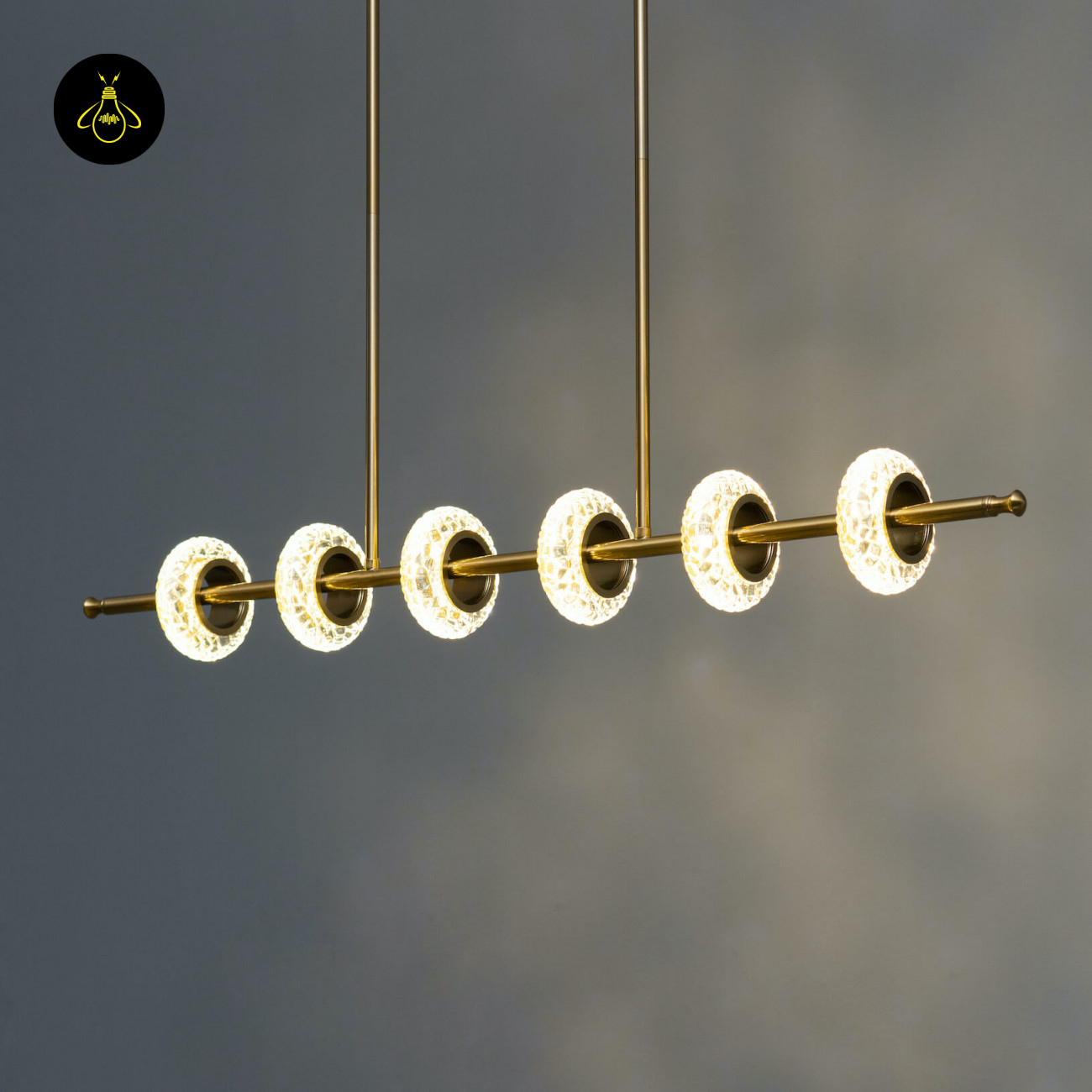 Metal & Beautiful Glass Horizontal LED Pendant – Gold Bar with Glass | Jagmag Lights