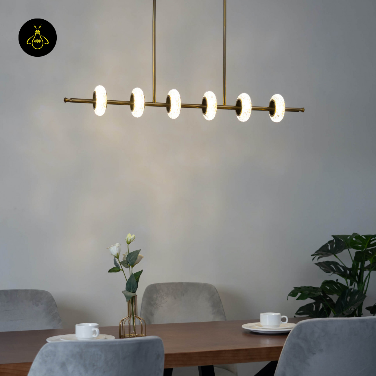 Metal & Beautiful Glass Horizontal LED Pendant – Gold Bar with Glass | Jagmag Lights