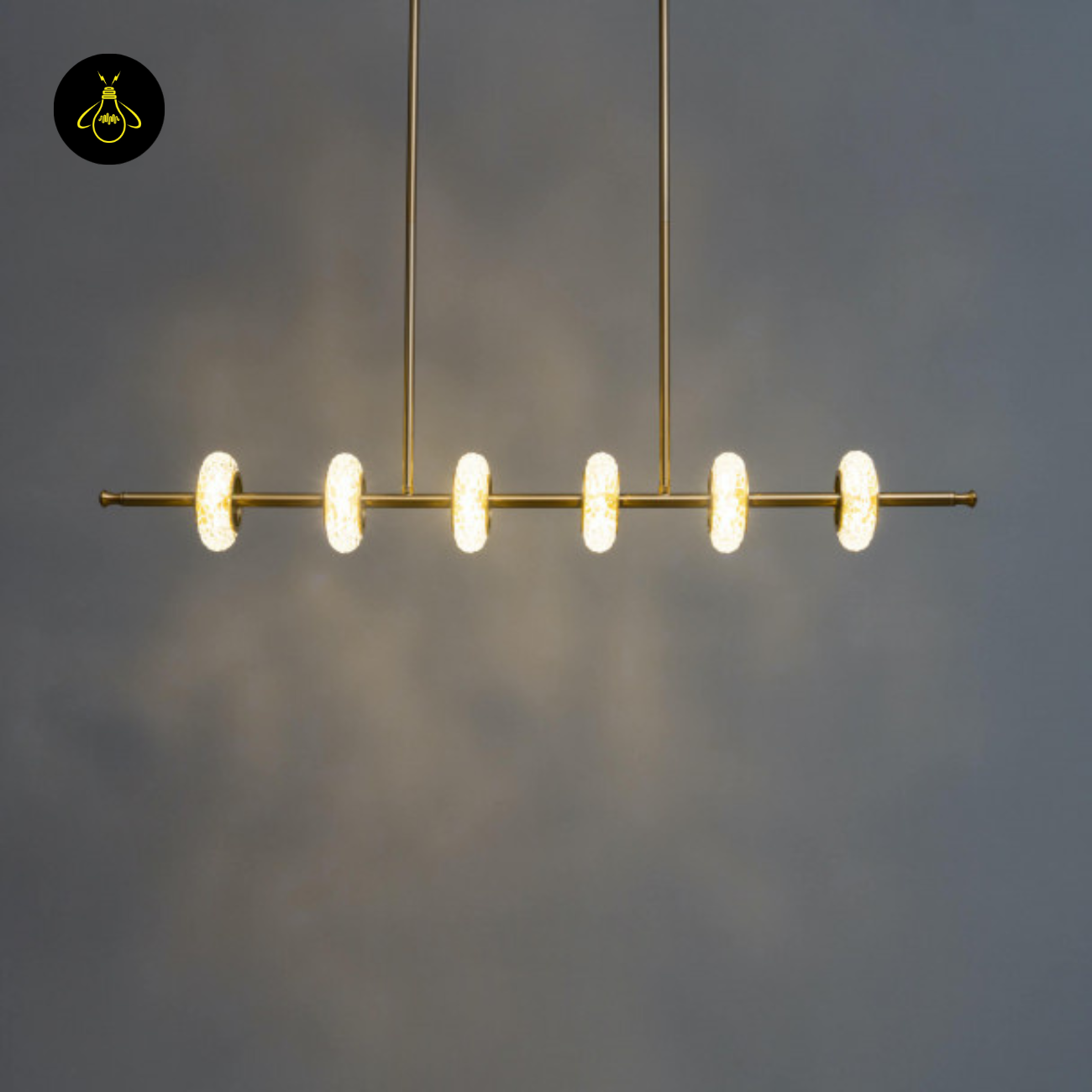 Metal & Beautiful Glass Horizontal LED Pendant – Gold Bar with Glass | Jagmag Lights
