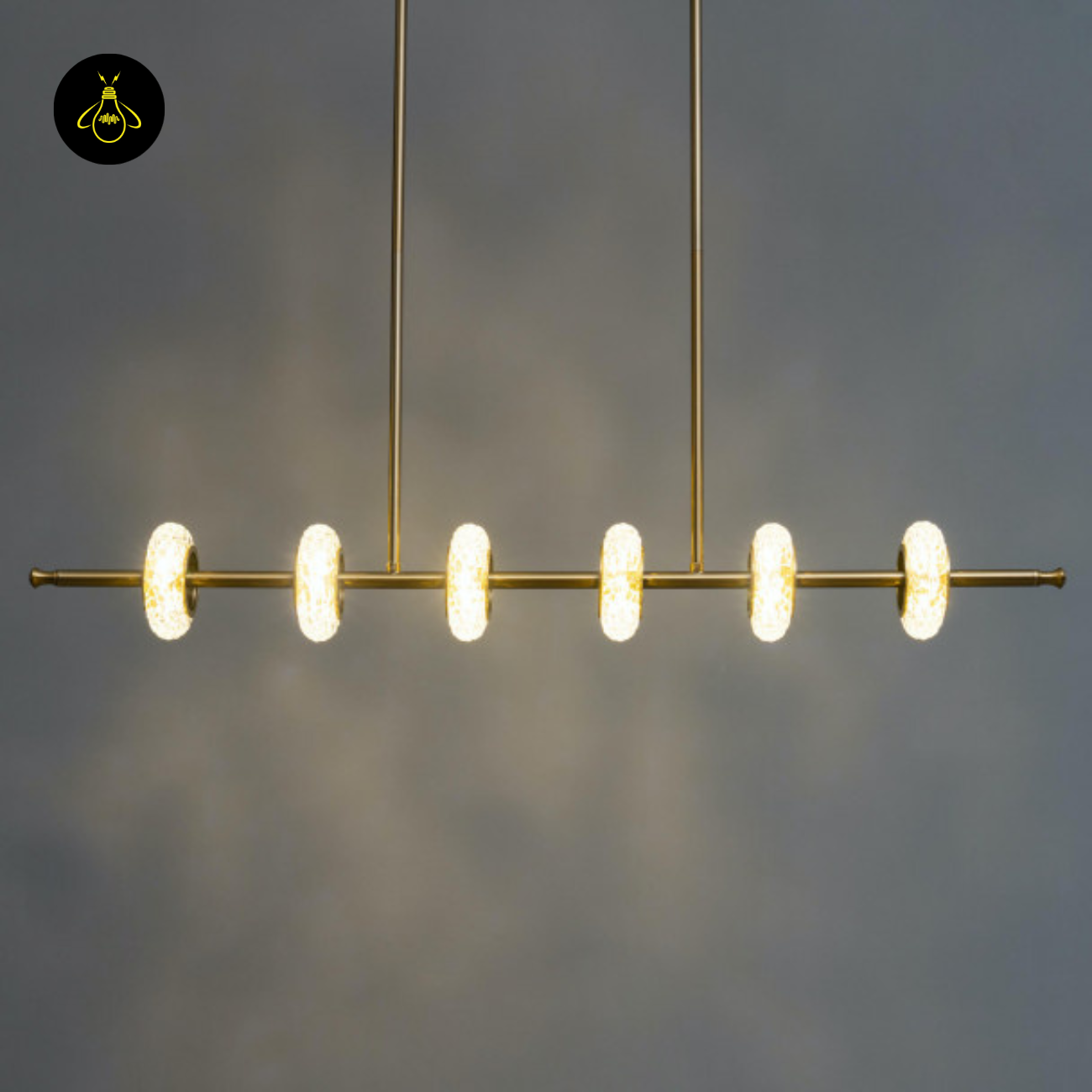 Metal & Beautiful Glass Horizontal LED Pendant – Gold Bar with Glass | Jagmag Lights
