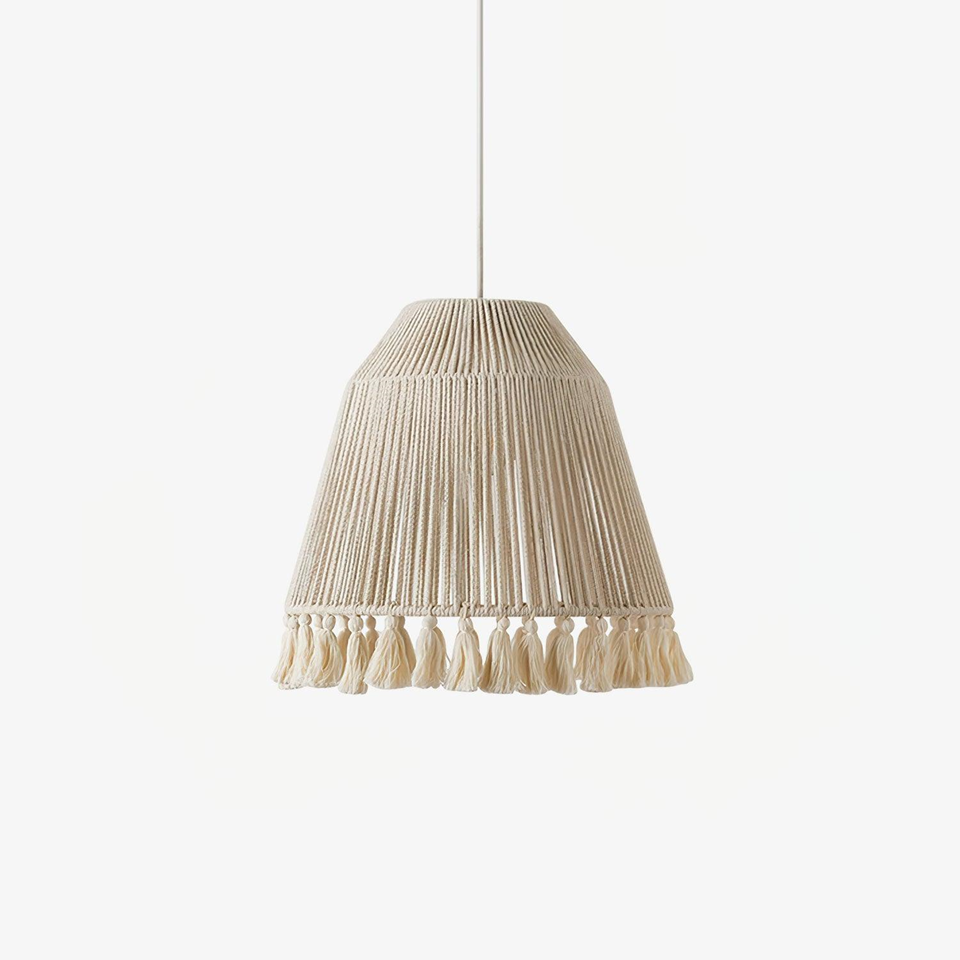 Sustainable Hemp Rope Pendant Light with Elegant Tassel Design, Natural Beige, 16.1 Inch x 15.7 Inch | Jagmag Light