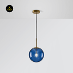 Jagmag Lights Glass Pendant Lamp | Spherical Glass Shade E14 LED | Metal Glass | See Pictures | Pink Golden Brown Smoky Blue | Living Room Dining Room Bedroom | Decorative Colored Glass | Colored Glass Pendant Light Sphere Glass Lamp Hailie Pendant - Fancy and Decorative lights - Brand name jagmag lights