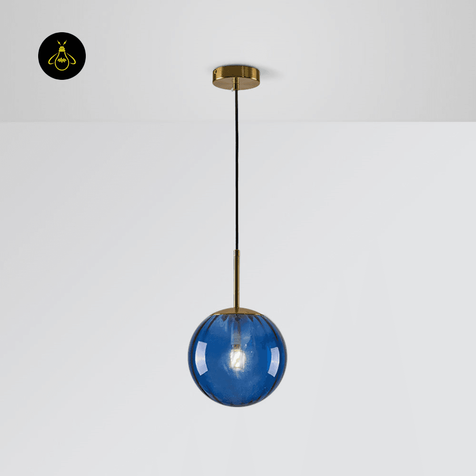 Jagmag Lights Glass Pendant Lamp | Spherical Glass Shade E14 LED | Metal Glass | See Pictures | Pink Golden Brown Smoky Blue | Living Room Dining Room Bedroom | Decorative Colored Glass | Colored Glass Pendant Light Sphere Glass Lamp Hailie Pendant - Fancy and Decorative lights - Brand name jagmag lights