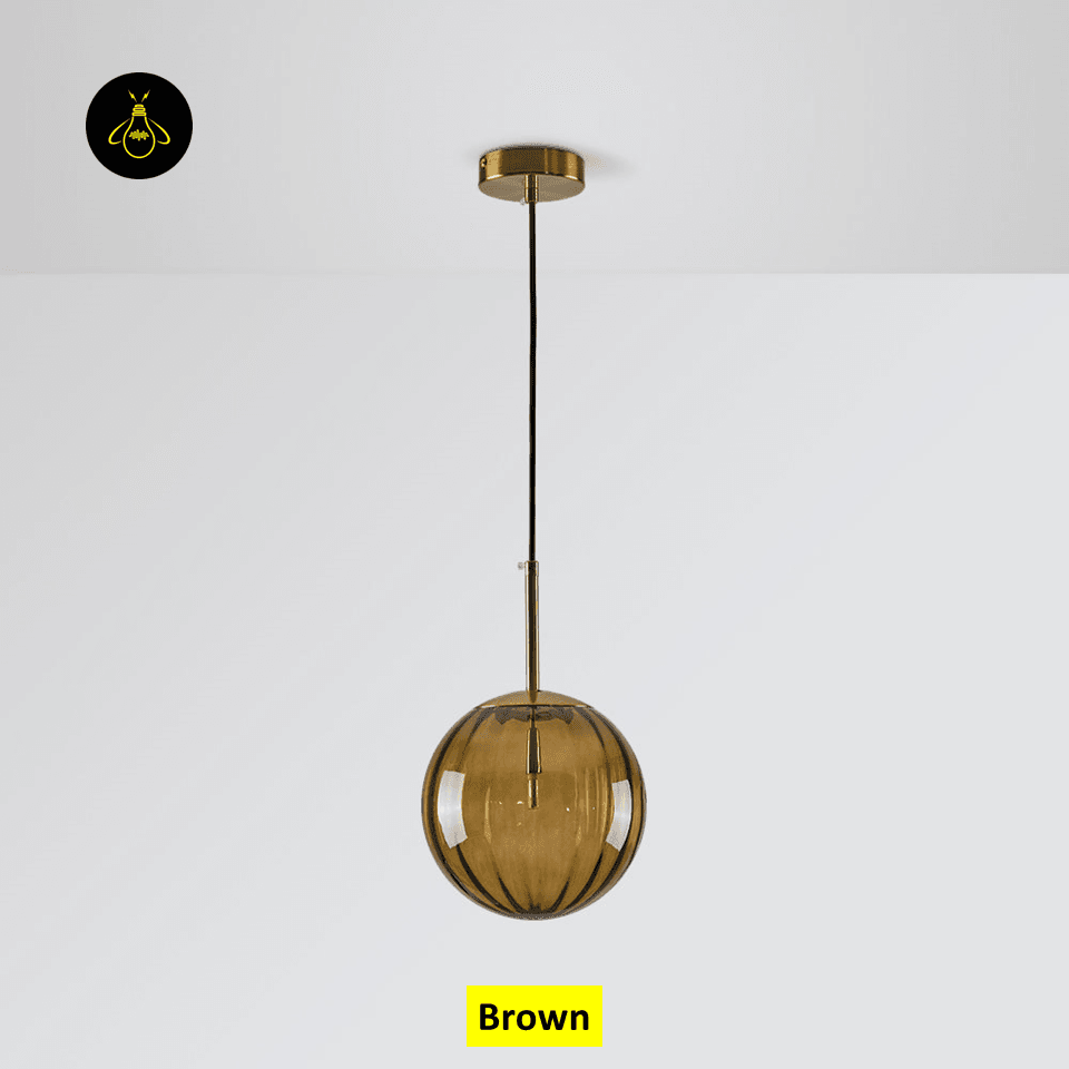Jagmag Lights Glass Pendant Lamp | Spherical Glass Shade E14 LED | Metal Glass | See Pictures | Pink Golden Brown Smoky Blue | Living Room Dining Room Bedroom | Decorative Colored Glass | Colored Glass Pendant Light Sphere Glass Lamp Hailie Pendant - Fancy and Decorative lights - Brand name jagmag lights