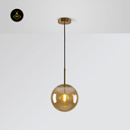 Jagmag Lights Glass Pendant Lamp | Spherical Glass Shade E14 LED | Metal Glass | See Pictures | Pink Golden Brown Smoky Blue | Living Room Dining Room Bedroom | Decorative Colored Glass | Colored Glass Pendant Light Sphere Glass Lamp Hailie Pendant - Fancy and Decorative lights - Brand name jagmag lights