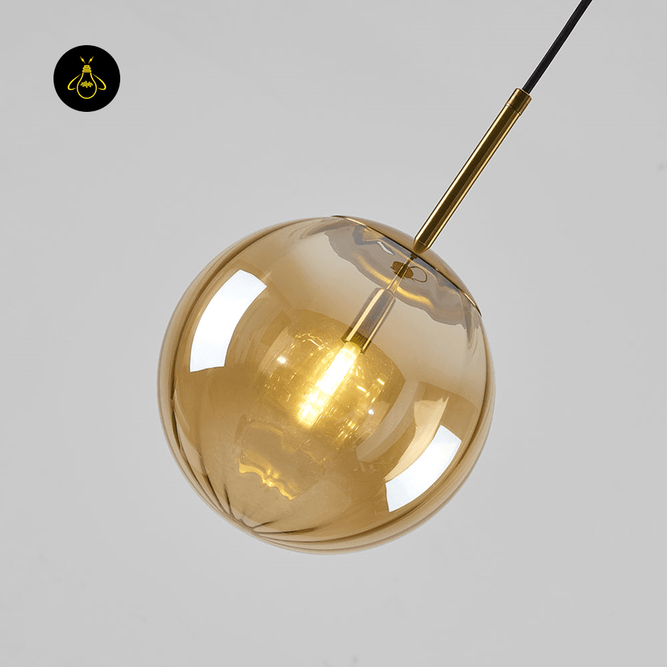 Jagmag Lights Glass Pendant Lamp | Spherical Glass Shade E14 LED | Metal Glass | See Pictures | Pink Golden Brown Smoky Blue | Living Room Dining Room Bedroom | Decorative Colored Glass | Colored Glass Pendant Light Sphere Glass Lamp Hailie Pendant - Fancy and Decorative lights - Brand name jagmag lights