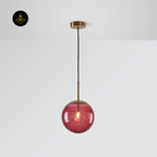 Jagmag Lights Glass Pendant Lamp | Spherical Glass Shade E14 LED | Metal Glass | See Pictures | Pink Golden Brown Smoky Blue | Living Room Dining Room Bedroom | Decorative Colored Glass | Colored Glass Pendant Light Sphere Glass Lamp Hailie Pendant - Fancy and Decorative lights - Brand name jagmag lights