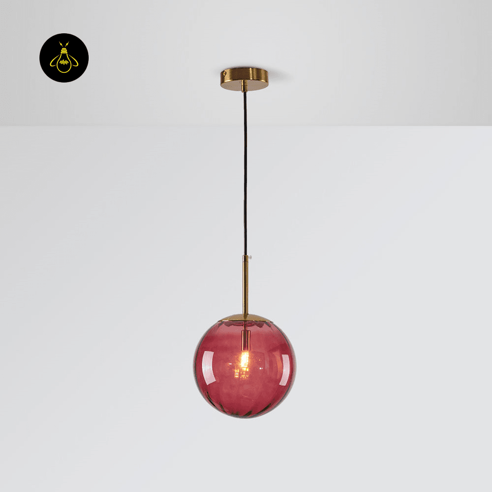 Jagmag Lights Glass Pendant Lamp | Spherical Glass Shade E14 LED | Metal Glass | See Pictures | Pink Golden Brown Smoky Blue | Living Room Dining Room Bedroom | Decorative Colored Glass | Colored Glass Pendant Light Sphere Glass Lamp Hailie Pendant - Fancy and Decorative lights - Brand name jagmag lights