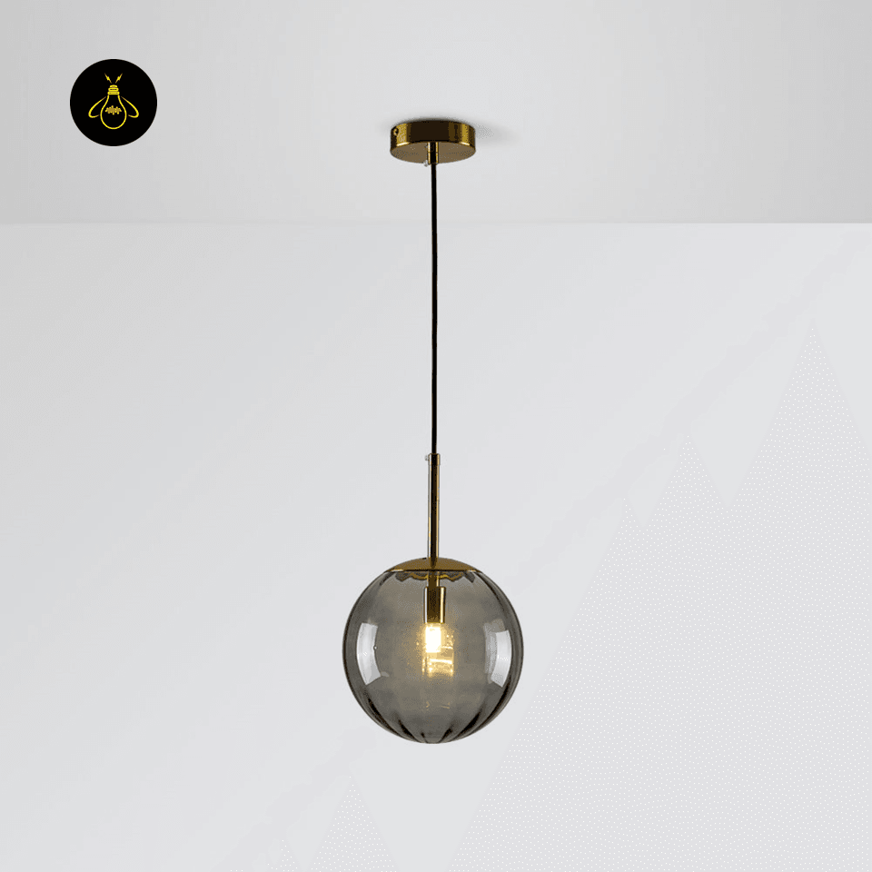 Jagmag Lights Glass Pendant Lamp | Spherical Glass Shade E14 LED | Metal Glass | See Pictures | Pink Golden Brown Smoky Blue | Living Room Dining Room Bedroom | Decorative Colored Glass | Colored Glass Pendant Light Sphere Glass Lamp Hailie Pendant - Fancy and Decorative lights - Brand name jagmag lights