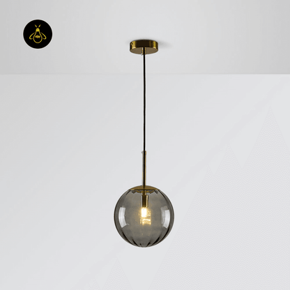 Jagmag Lights Glass Pendant Lamp | Spherical Glass Shade E14 LED | Metal Glass | See Pictures | Pink Golden Brown Smoky Blue | Living Room Dining Room Bedroom | Decorative Colored Glass | Colored Glass Pendant Light Sphere Glass Lamp Hailie Pendant - Jagmag Lights