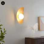 Gold Leaf Metal & Glass Wall Light – Oval Design | LED Wall Lighting for Living Room, Bedroom, Hallway | Jagmag Lights