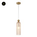 Gold Plated + Amber Fluted Glass Pendant  Leonora | Amber Glass Pendant Light for Dining & Living | Jagmag Lights
