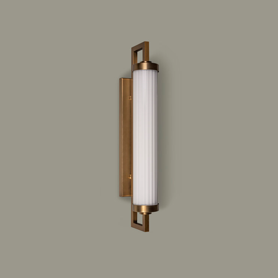 Satin Brass Mirror Wall Light with Opal Glass Shade | Jagmag Lights