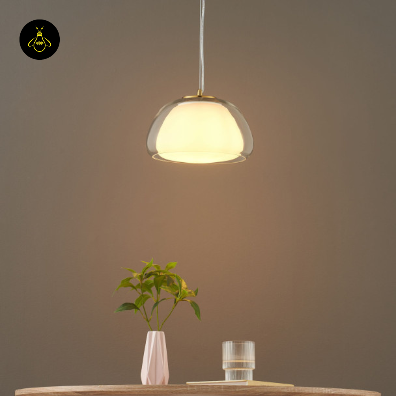 Glass + Gold Metal Pendant Light – Lomelia | Double Glass Pendant light | Jagmag Lights