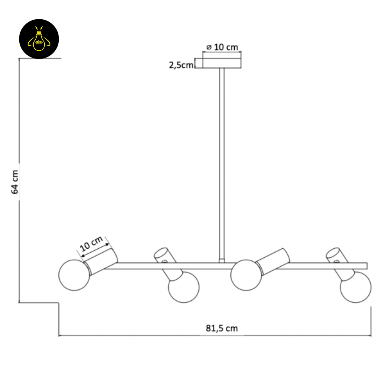 Metal & Glass 4-Light Pendant – Matte Black with White Glass Globes | Multi-Glass Pendant | Jagmag Lights