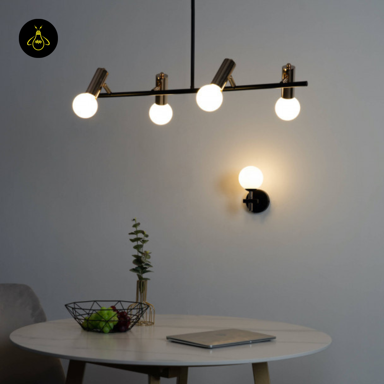 Metal & Glass 4-Light Pendant – Matte Black with White Glass Globes | Multi-Glass Pendant | Jagmag Lights