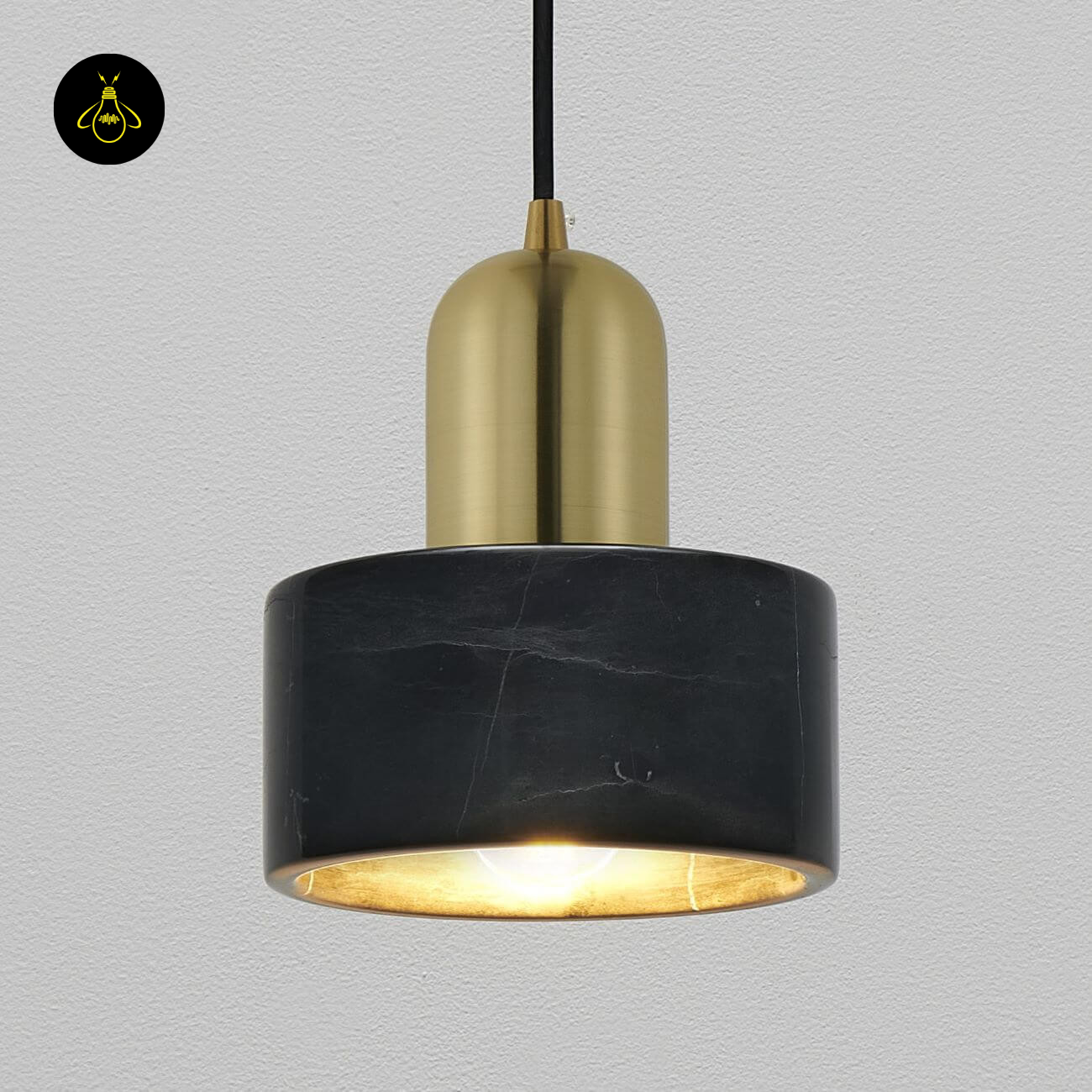 Natural Marble + Metal Pendant Light – Meryl Black Marble | Black Marble Pendant | Jagmag Lights