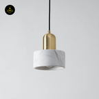 Natural Marble + Gilded Metal Pendant – Meryl | Marble Cylinder Lighting | Jagmag Lights