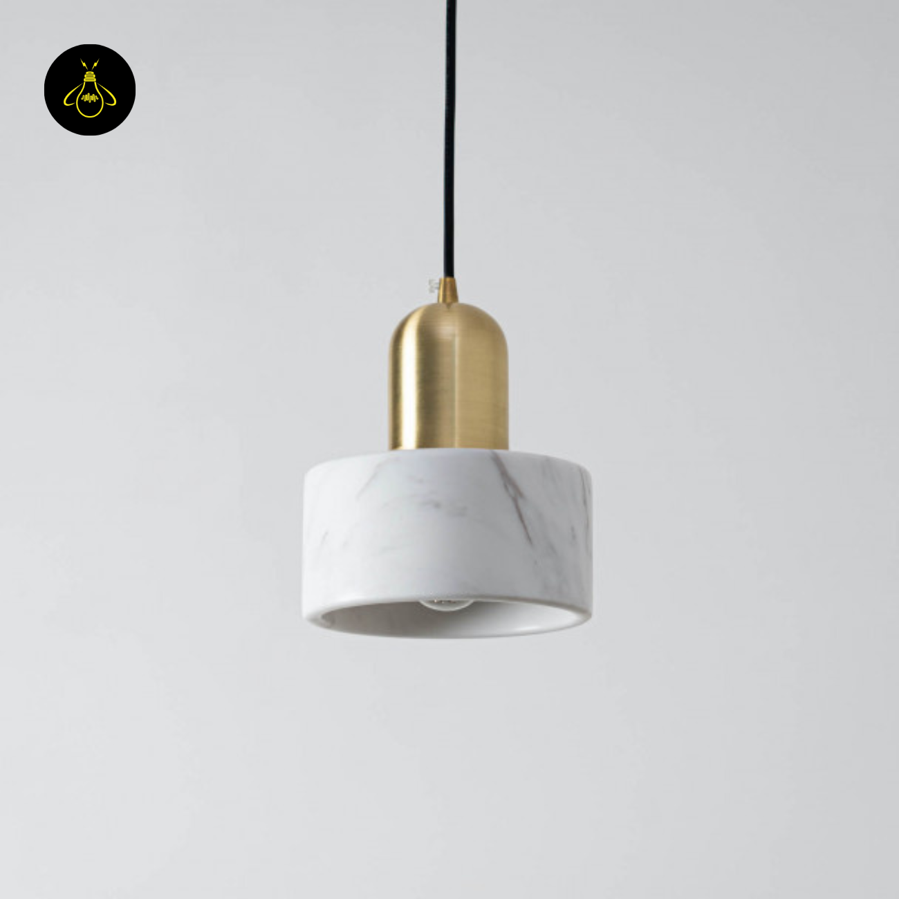 Natural Marble + Gilded Metal Pendant – Meryl | Marble Cylinder Lighting | Jagmag Lights