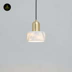 Natural Marble + Gilded Metal Pendant – Meryl | Marble Cylinder Lighting | Jagmag Lights