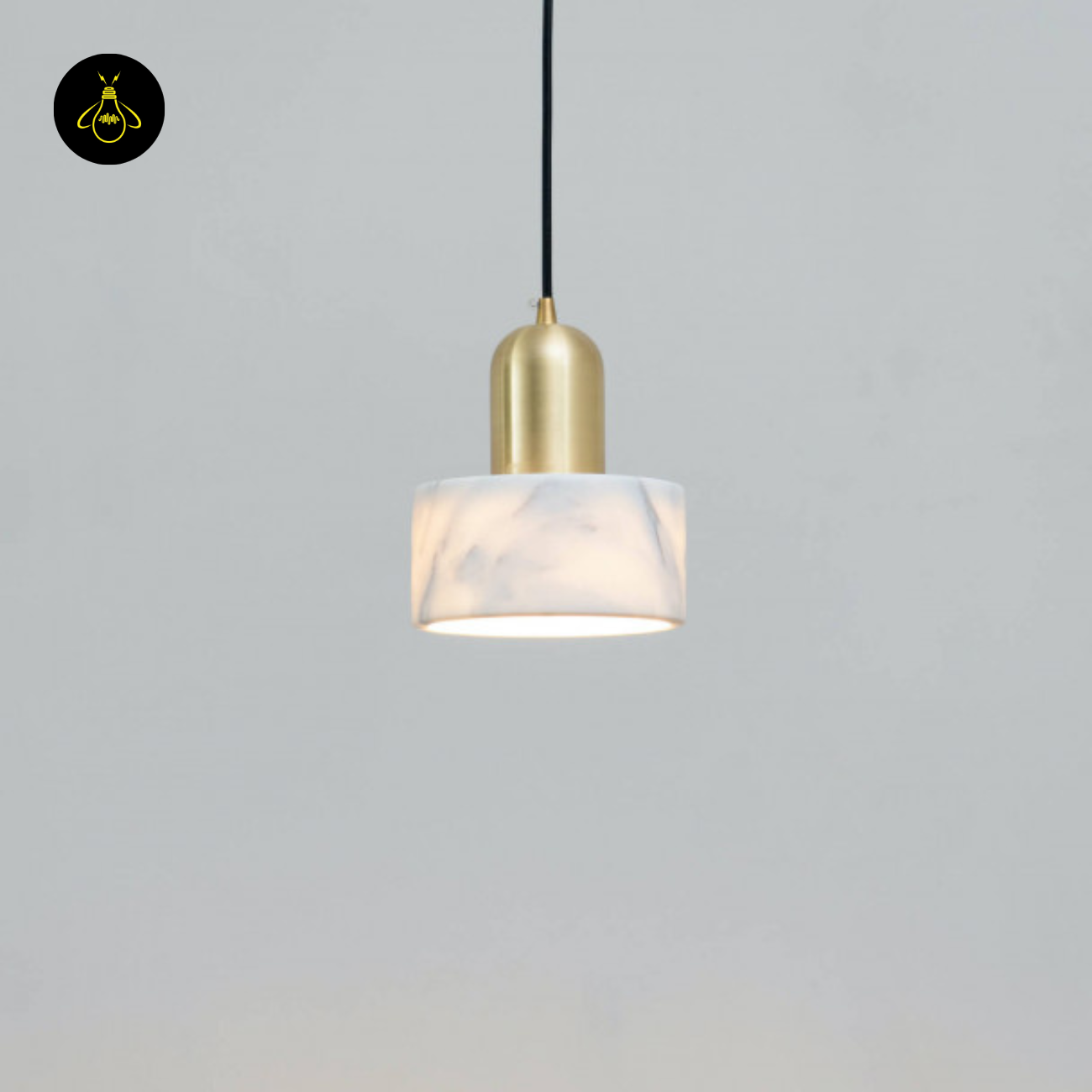 Natural Marble + Gilded Metal Pendant – Meryl | Marble Cylinder Lighting | Jagmag Lights
