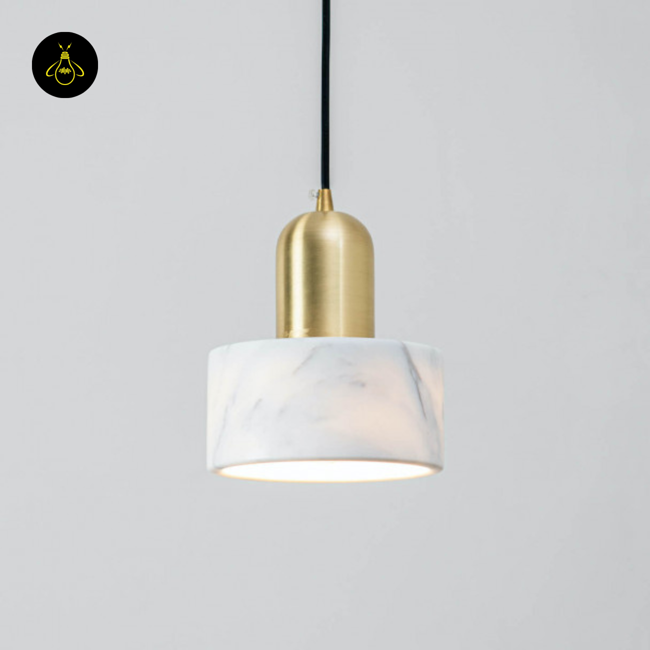 Natural Marble + Gilded Metal Pendant – Meryl | Marble Cylinder Lighting | Jagmag Lights