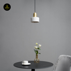 Natural Marble + Gilded Metal Pendant – Meryl | Marble Cylinder Lighting | Jagmag Lights