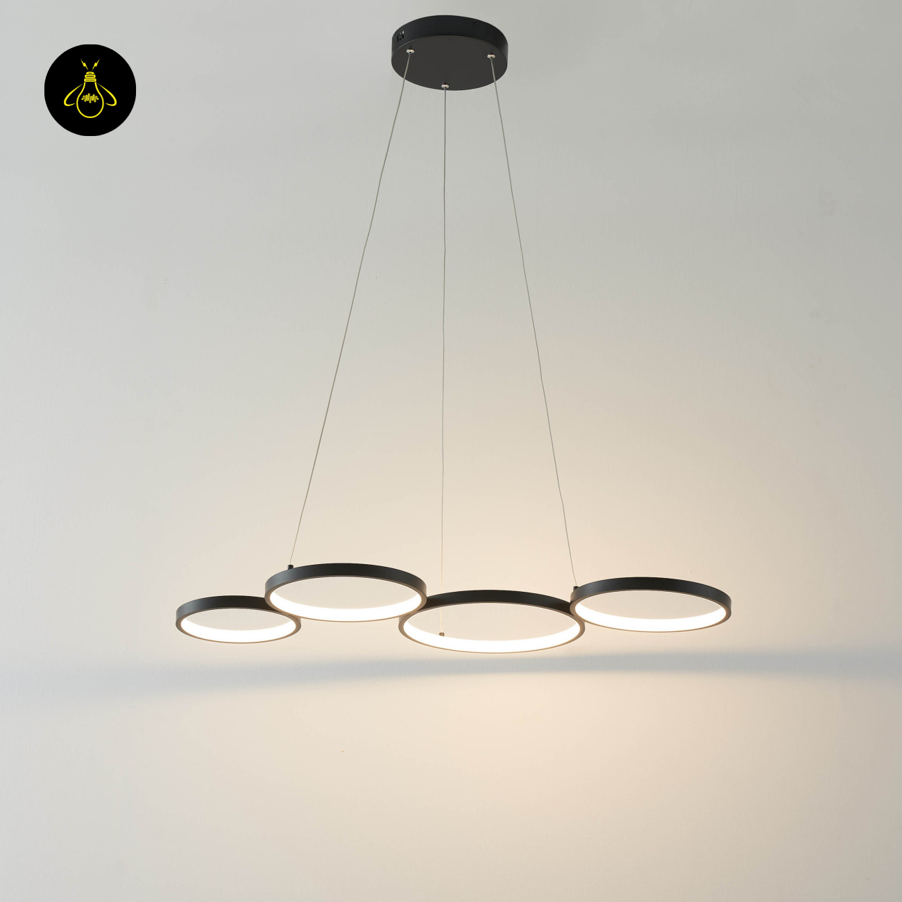 Black Metal LED Pendant Light – Minimalist 4-Circle Design | LED Pendant for Living & Dining Rooms | Jagmag Lights