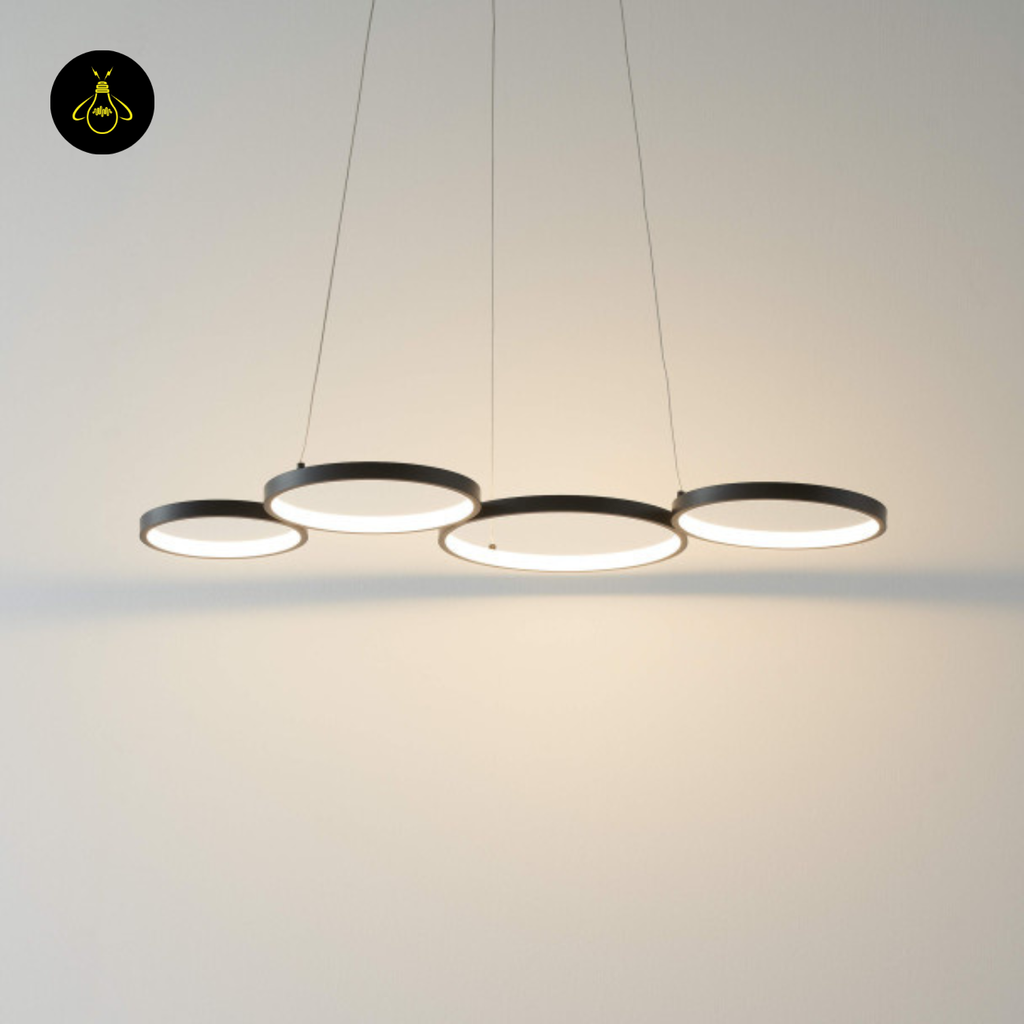 Black Metal LED Pendant Light – Minimalist 4-Circle Design | LED Pendant for Living & Dining Rooms | Jagmag Lights