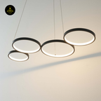Black Metal LED Pendant Light – Minimalist 4-Circle Design | LED Pendant for Living & Dining Rooms | Jagmag Lights