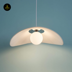 Fabric & Metal Pendant Light – Curved White Ribbon | Odalia for Living & Dining | Jagmag Lights