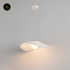 Fabric & Metal Pendant Light – Curved White Ribbon | Odalia for Living & Dining | Jagmag Lights