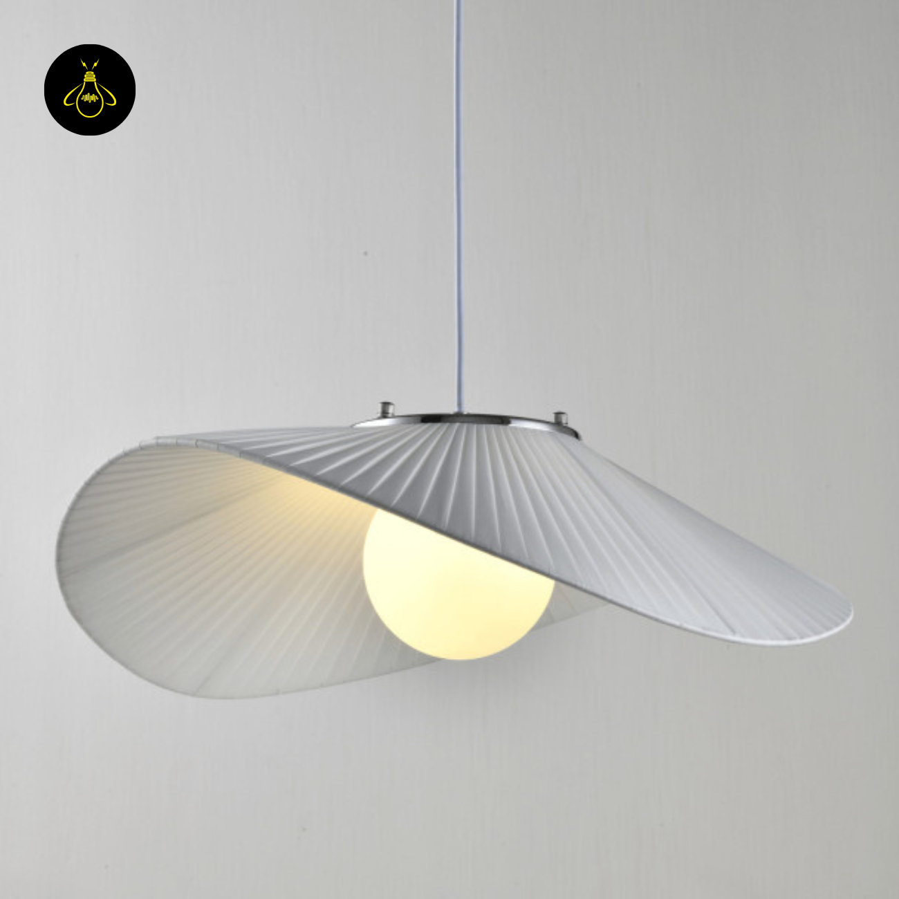 Fabric & Metal Pendant Light – Curved White Ribbon | Odalia for Living & Dining | Jagmag Lights