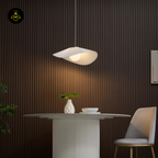 Fabric & Metal Pendant Light – Curved White Ribbon | Odalia for Living & Dining | Jagmag Lights