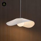Fabric & Metal Pendant Light – Curved White Ribbon | Odalia for Living & Dining | Jagmag Lights