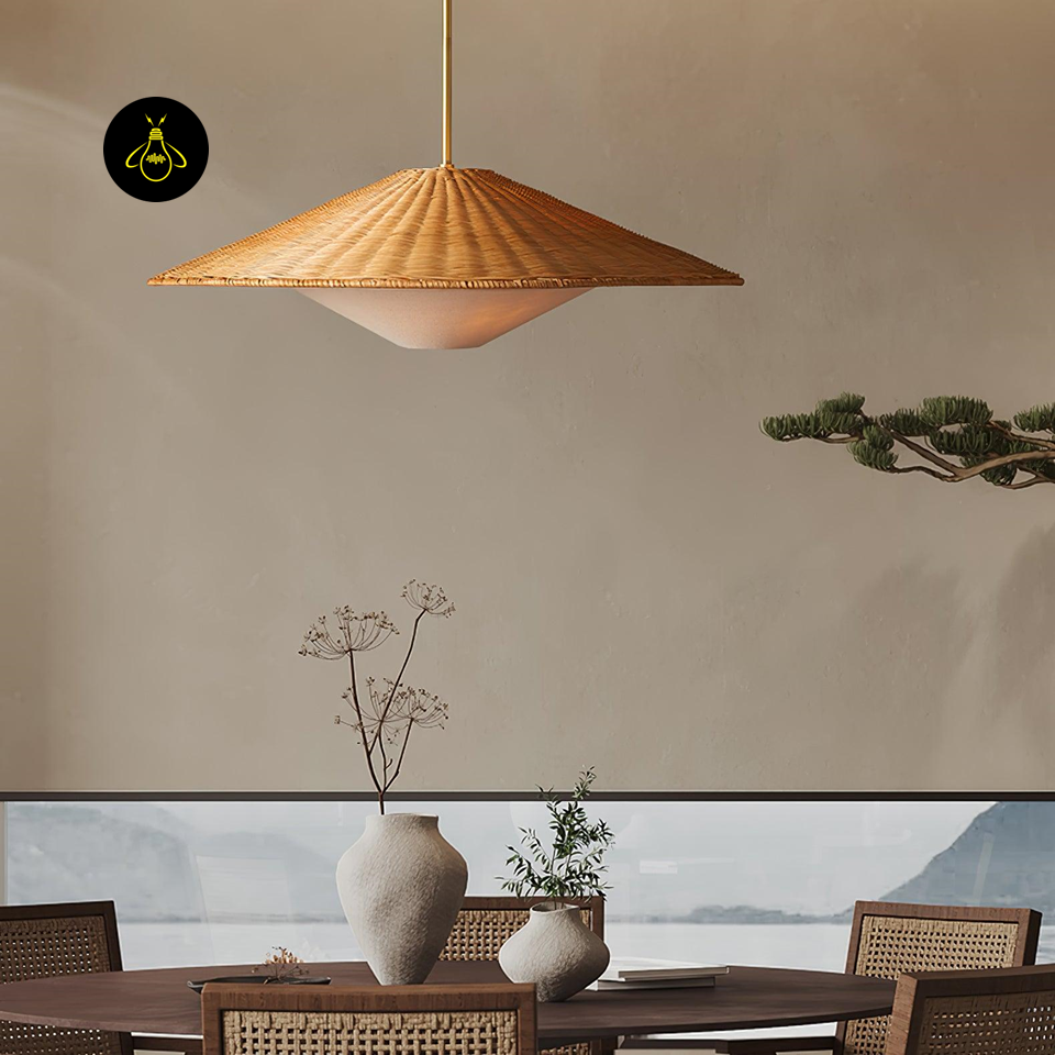 Jagmag Lights Rattan Hat Pendant Light | Natural Weave | E26/E27