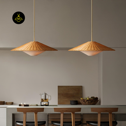 Jagmag Lights Rattan Hat Pendant Light | Natural Weave | E26/E27