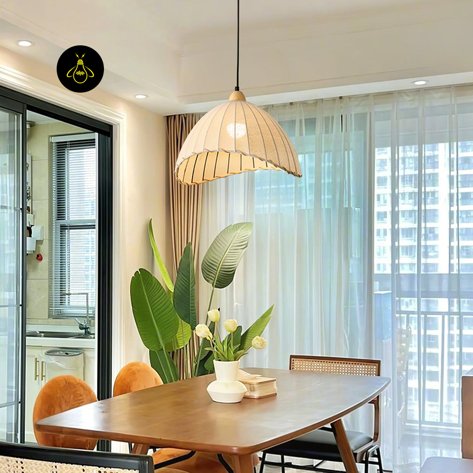 Jagmag Lights Sanna Pendant Lamp | Fabric & Wood | E26/E27