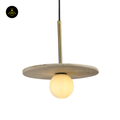Natural Stone & Glass Pendant – Travertine + Opal Globe | Silvia Hanging Light | Jagmag Lights