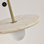 Natural Stone & Glass Pendant – Travertine + Opal Globe | Silvia Hanging Light | Jagmag Lights