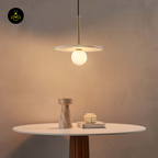 Natural Stone & Glass Pendant – Travertine + Opal Globe | Silvia Hanging Light | Jagmag Lights