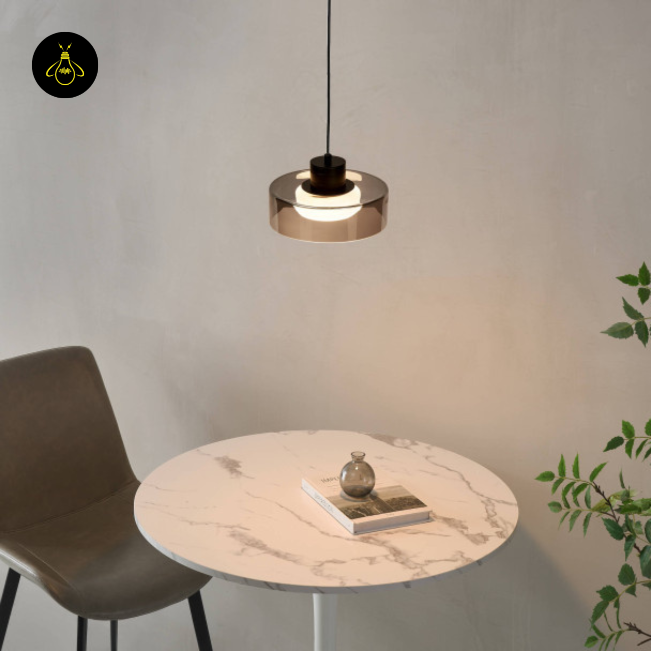 Metal & Smoky Glass LED Pendant Light – Compact Smoky Shade | Modern LED Pendant | Jagmag Lights