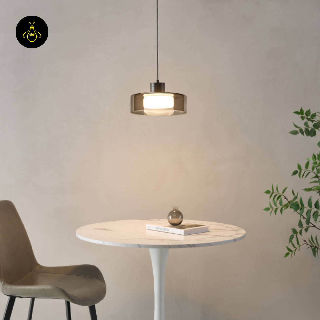 Metal & Smoky Glass LED Pendant Light – Compact Smoky Shade | Modern LED Pendant | Jagmag Lights