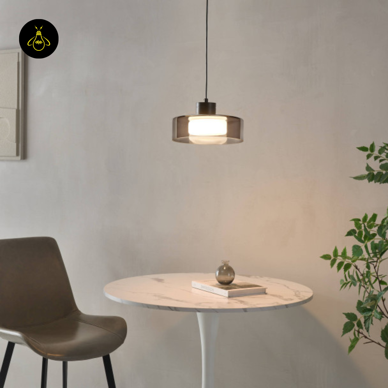 Metal & Smoky Glass LED Pendant Light – Compact Smoky Shade | Modern LED Pendant | Jagmag Lights