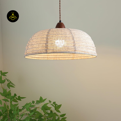 Jagmag Lights Wood and Fabric Pendant Light | Wabi-Sabi Design | E26/E27