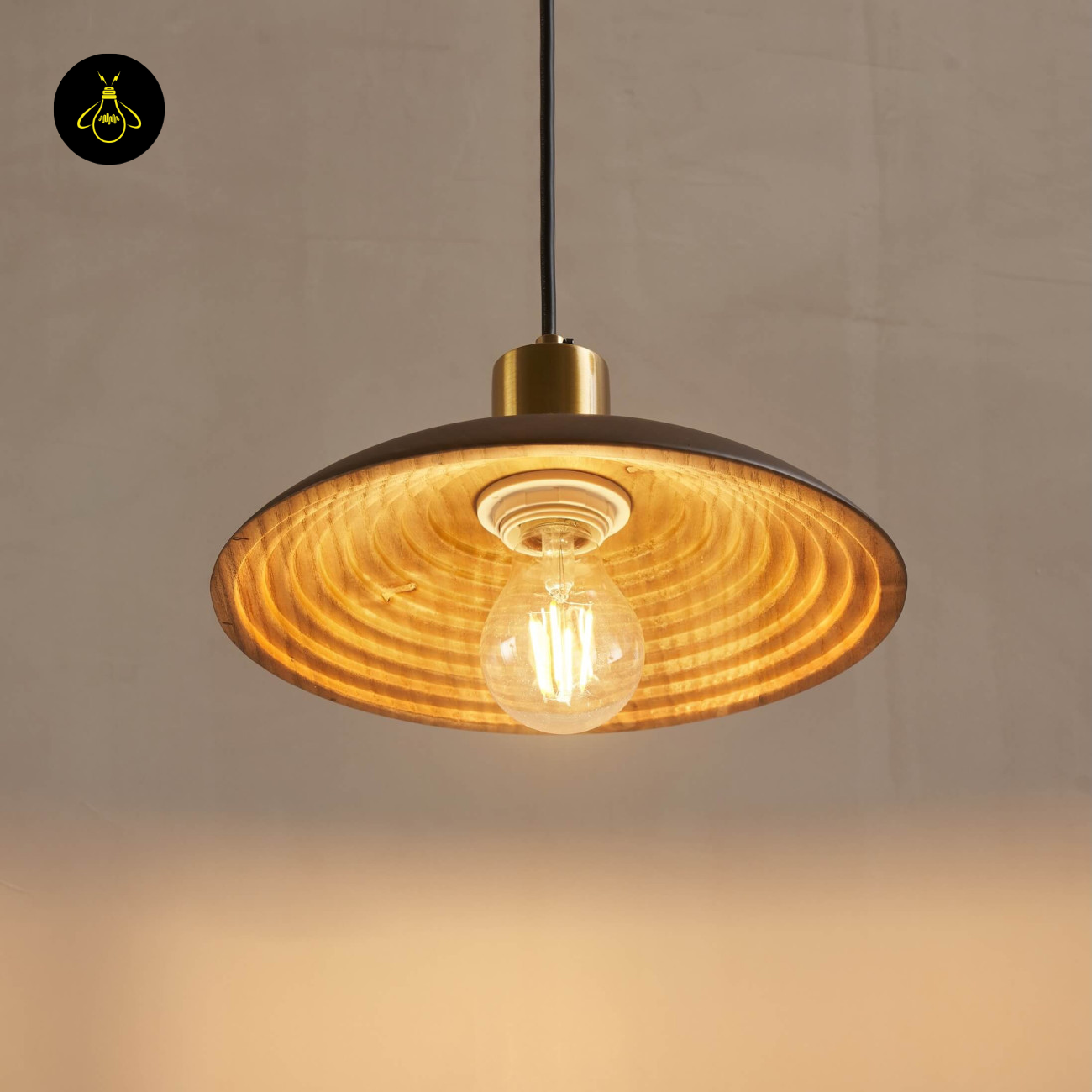 Natural Wood + Brass Pendant Light – Yuli | Carved Wood Lighting for Dining & Kitchen | Jagmag Lights