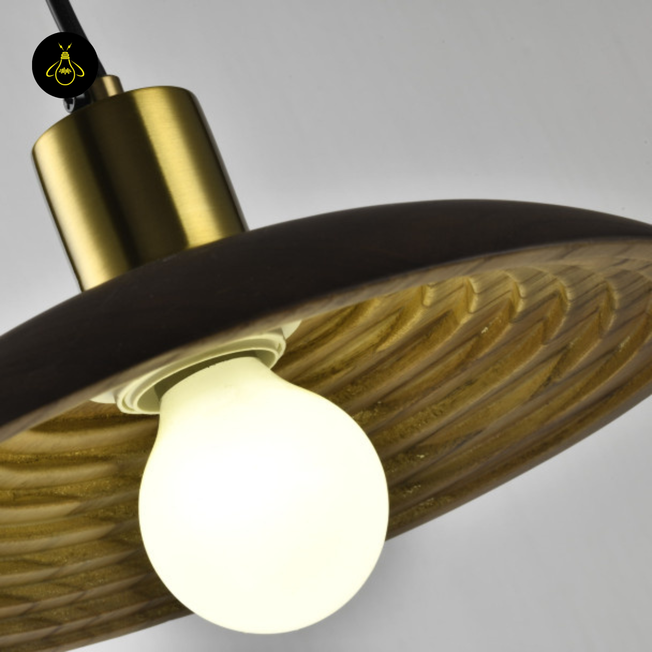 Natural Wood + Brass Pendant Light – Yuli | Carved Wood Lighting for Dining & Kitchen | Jagmag Lights