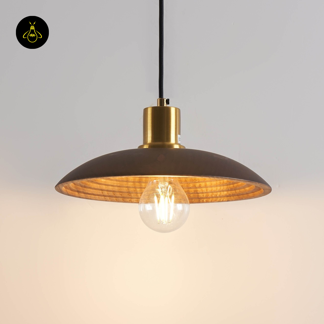 Natural Wood + Brass Pendant Light – Yuli | Carved Wood Lighting for Dining & Kitchen | Jagmag Lights