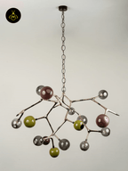 Jagmag 15-Light Crystal Glass Jhumar with Bronze Finish, 140cm Cluster Chandelier for Double Height Living Room - Fancy and Decorative lights - Brand name jagmag lights