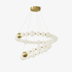 Jagmag Modern Acrylic Pearl Chandelier - Brass Finish, 32.3/40.2-Inch - Statement Lighting - Fancy and Decorative lights - Brand name jagmag lights